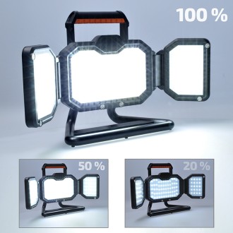 Solight LED reflektor 50W, přenosný, nabíjecí, 5000lm, oranžovo-černý