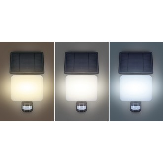 Solight LED solární osvětlení se senzorem, 11W, 1200lm, 3 CCT, Li-Ion, černá