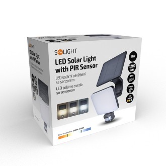 Solight LED solární osvětlení se senzorem, 11W, 1200lm, 3 CCT, Li-Ion, černá