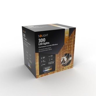 Solight LED vánoční závěs okenní, stříbrný, 300x mini LED, časovač, 8 funkcí, USB