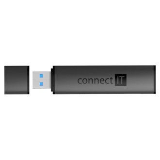 Connect IT Compact 4v1 USB-A hub + čtečka karet (2xUSB-A 3.0, 1xSD, 1xMicroSD) - černá