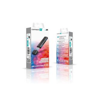 Connect IT Compact 4v1 USB-A hub + čtečka karet (2xUSB-A 3.0, 1xSD, 1xMicroSD) - černá