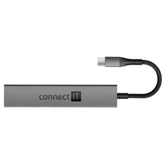 Connect IT Compact PRO USB-C hub + čtečka karet (2xUSB-A 3.0, 1xUSB-C) - šedá
