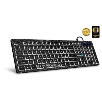 Connect IT Doodle kancelářská drátová bíle podsvícená USB klávesnice, CZ/SK - černá