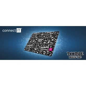 Connect IT Doodle podložka pod myš, vel. S (320 x 245 mm) - černá