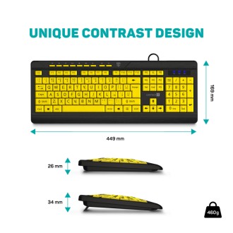 Connect IT For Health Contrast klávesnice s velkým fontem, CZ/SK - žlutá/černá