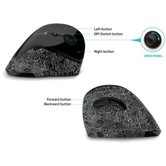 Connect IT For Health Doodle ergonomická vertikální bezdrátová myš (+1x AA baterie) - černá