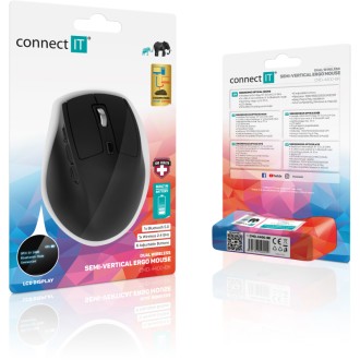 Connect IT For Health DualMode bezdrátová ergonomická myš s LCD displejem - černá