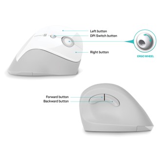 Connect IT For Health Gloss ergonomická vertikální bezdrátová myš (+1x AA baterie) - bílá