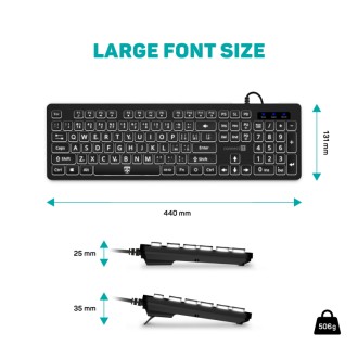 Connect IT For Health LargeFont klávesnice s velkým fontem, CZ/SK - černá