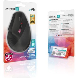 Connect IT For Health Verti TriMode ergonomická vertikální bezdrátová myš - černá
