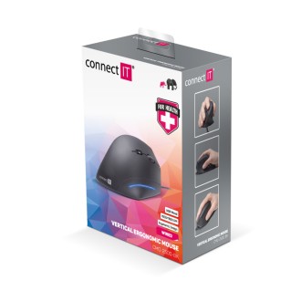 Connect IT For Health ergonomická vertikální drátová myš - černá