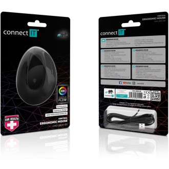 Connect IT Herní RGB ergonomická vertikální drátová myš - černá