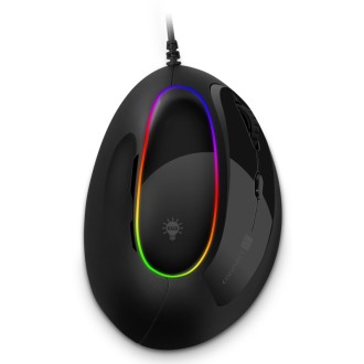 Connect IT Herní RGB ergonomická vertikální drátová myš - černá