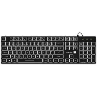 Connect IT Chocolate WhiteStar kancelářská podsvícená klávesnice, CZ/SK - černá
