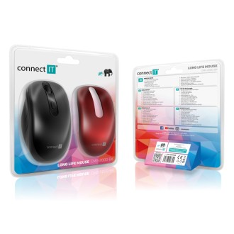 Connect IT Long Life bezdrátová optická tichá myš (+2x AA baterie) - černá