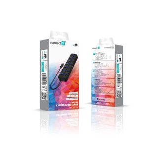 Connect IT Mighty Switch 2 USB-A hub (4xUSB-A 3.0, 3xUSB-A 2.0) - černá