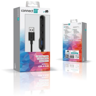 Connect IT USB-A hub USB 3.0, 4 porty - černá