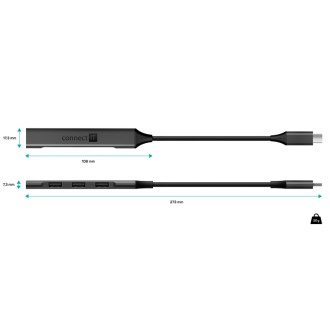 Connect IT USB-C hub (1xUSB-A 3.0, 3xUSB-A 2.0) - černá