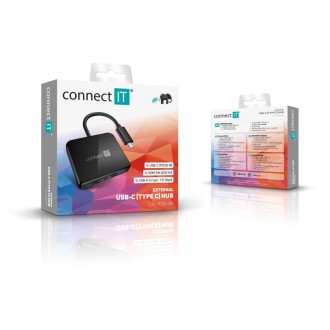 Connect IT USB-C hub, 3v1 (USB-C,USB-A,HDMI) - černá