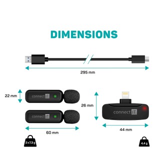 Connect IT Wireless Lavalier mikrofon set (2 ks + přijímač) - černá