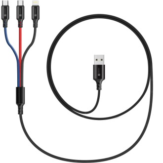 Connect IT Wirez Datový kabel 3v1, USB-C & Micro USB & Lightning, 1.2m - černá