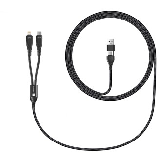 Connect IT Wirez Datový kabel 4v1, 1x USB-C, 1x Lightning, 1.25 m - černá
