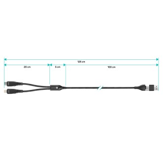 Connect IT Wirez Datový kabel 4v1, 1x USB-C, 1x Lightning, 1.25 m - černá