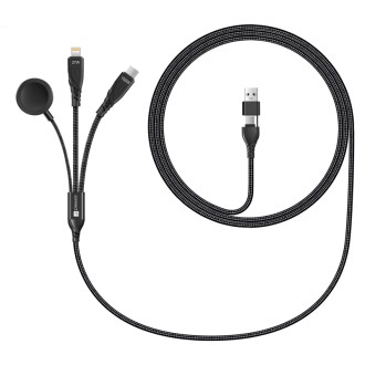 Connect IT Wirez Datový kabel 6v1, 1x USB-C 1x Lightning 1x Watch charger 1.25 m - černá