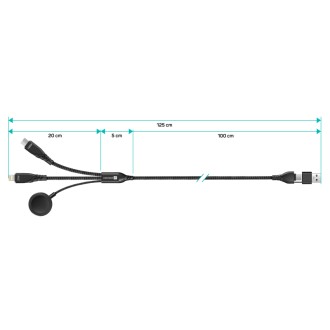 Connect IT Wirez Datový kabel 6v1, 1x USB-C 1x Lightning 1x Watch charger 1.25 m - černá