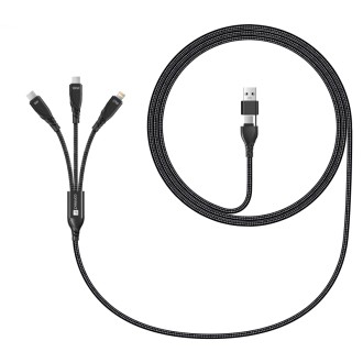 Connect IT Wirez Datový kabel 6v1, 2x USB-C, 1x Lightning, 1.25 m - černá