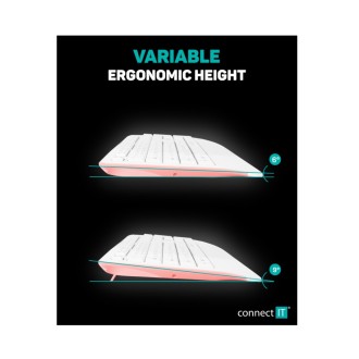 Connect IT Combo bezdrátová klávesnice + myš (+1x AAA +1x AA baterie) CZ/SK - bílá/růžová