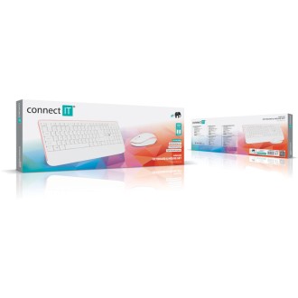 Connect IT Combo bezdrátová klávesnice + myš (+1x AAA +1x AA baterie) CZ/SK - bílá/růžová