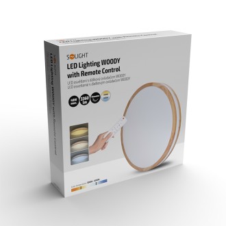 Solight LED osvětlení s dálkovým ovladačem Woody, 48W, 3360lm, 38cm, změna chromatičnosti, stmívatelné