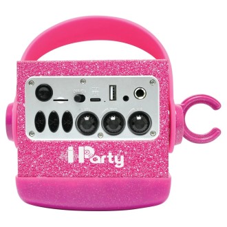 Bezdrátový svítící reproduktor s mikrofonem růžový