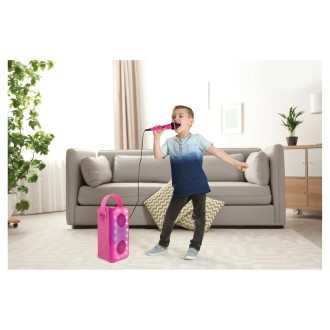 Bezdrátový svítící reproduktor s mikrofonem růžový