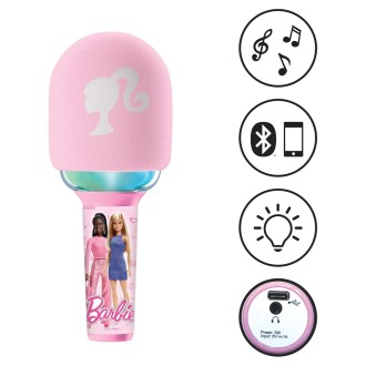Svítící bezdrátový karaoke mikrofon Barbie