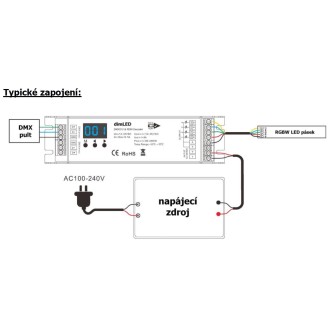 T-led - DMX dimLED dekodér 4CH8A Varianta: DMX dimLED dekodér 4CH8A, Barva ovladace: Černá