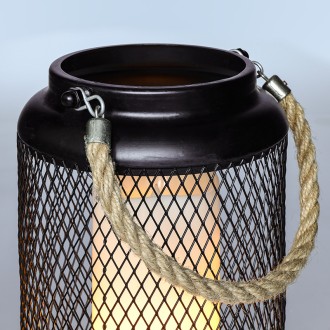 Solight kovová lucerna s LED svíčkou, teplá bílá, 3xAA, černá, 20cm