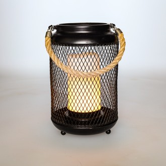 Solight kovová lucerna s LED svíčkou, teplá bílá, 3xAA, černá, 20cm