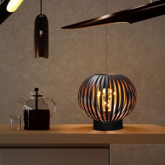 Solight kovová kulatá lucerna se žárovkou s micro LED, teplá bílá, měděná, 3xAA, 19cm