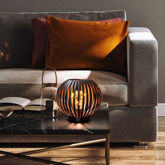 Solight kovová kulatá lucerna se žárovkou s micro LED, teplá bílá, měděná, 3xAA, 19cm