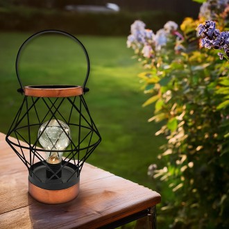 Solight kovová lucerna se žárovkou s micro LED, teplá bílá, 3xAA, 20cm