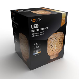 Solight ratanová LED lucerna s LED žárovkou, teplá bílá, 3x AAA, 19cm