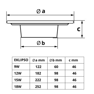 T-led - LED nástěnné svítidlo EKLIPSO B černé Barva krytu: Černá, Varianta: 12W, Napětí (V): 230 V