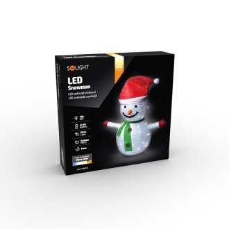 Solight LED sněhulák venkovní 40LED, teplá bílá, IP44, výška 70cm, 3x AA, časovač Stupeň krytí (IP): IP44