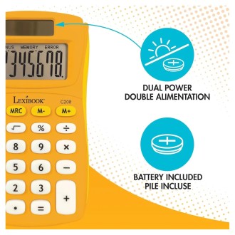 8místná kapesní kalkulačka solární žlutá