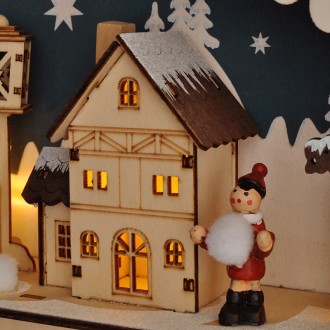 Solight LED adventní kalendář - horská chata, 10x LED, 50x40cm, 2x AA Stupeň krytí (IP): IP20