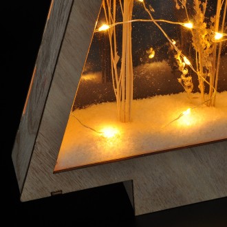 Solight LED dřevěná vánoční dekorace, zasněžené zimní květiny, 37cm, 2x AA Stupeň krytí (IP): IP20