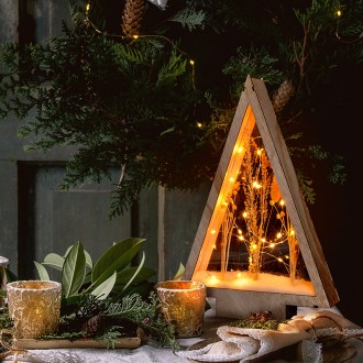 Solight LED dřevěná vánoční dekorace, zasněžené zimní květiny, 37cm, 2x AA Stupeň krytí (IP): IP20